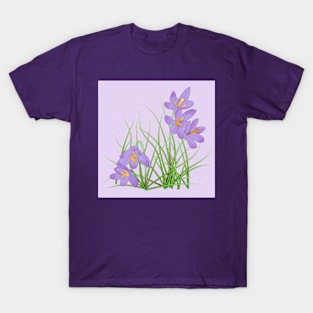 Crocus Flowers on Pale Lavender T-Shirt